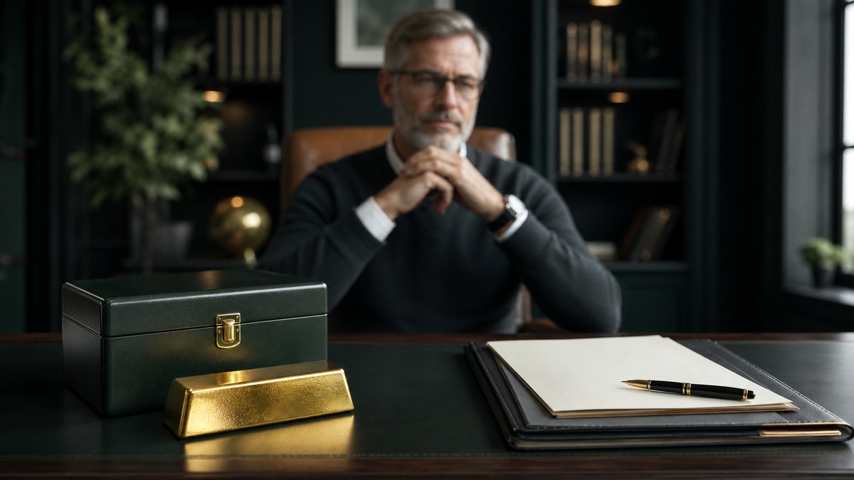 Retirement saver comparing physical gold custody and traditional IRA paperwork